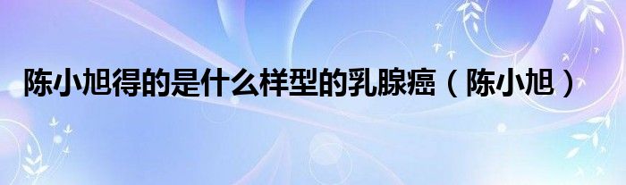 陈小旭得的是什么样型的乳腺癌（陈小旭）