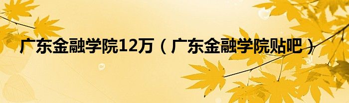 广东金融学院12万（广东金融学院贴吧）