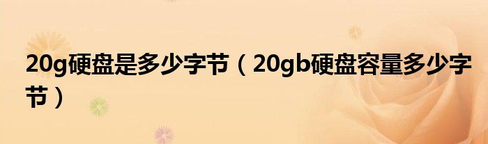 20g硬盘是多少字节（20gb硬盘容量多少字节）