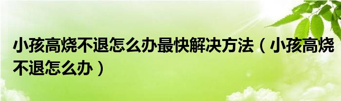 小孩高烧不退怎么办最快解决方法（小孩高烧不退怎么办）