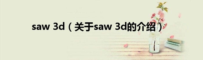 saw 3d（关于saw 3d的介绍）