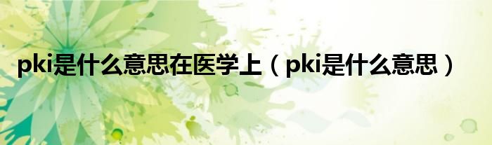 pki是什么意思在医学上（pki是什么意思）