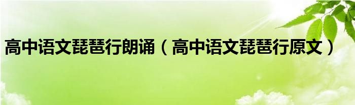 高中语文琵琶行朗诵（高中语文琵琶行原文）