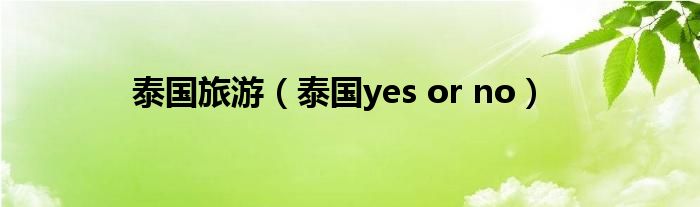 泰国旅游（泰国yes or no）