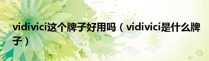 vidivici这个牌子好用吗（vidivici是什么牌子）