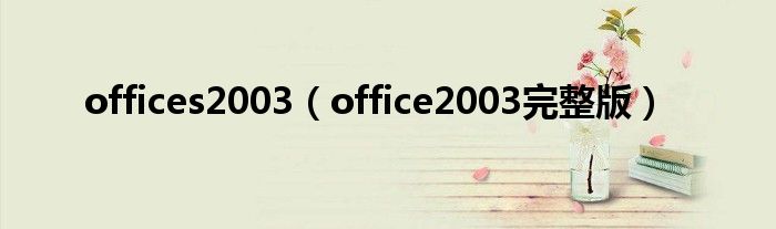 offices2003（office2003完整版）