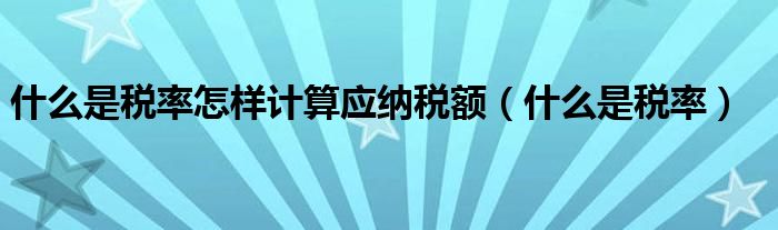 什么是税率怎样计算应纳税额（什么是税率）