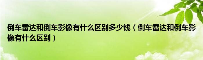 倒车雷达和倒车影像有什么区别多少钱（倒车雷达和倒车影像有什么区别）