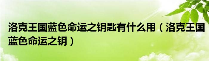 洛克王国蓝色命运之钥匙有什么用（洛克王国蓝色命运之钥）