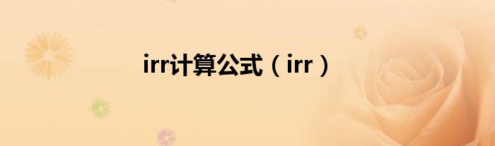 irr计算公式（irr）