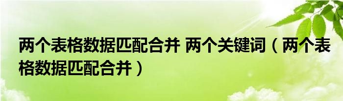 两个表格数据匹配合并 两个关键词（两个表格数据匹配合并）