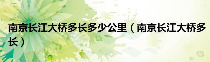 南京长江大桥多长多少公里（南京长江大桥多长）