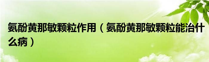 氨酚黄那敏颗粒作用（氨酚黄那敏颗粒能治什么病）