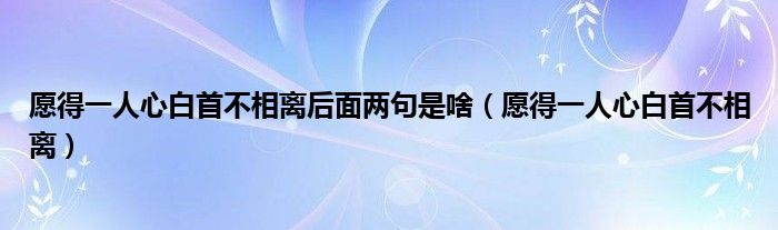 愿得一人心白首不相离后面两句是啥（愿得一人心白首不相离）