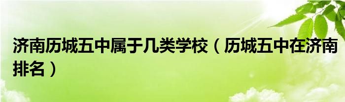 济南历城五中属于几类学校（历城五中在济南排名）