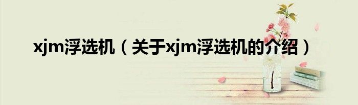 xjm浮选机（关于xjm浮选机的介绍）