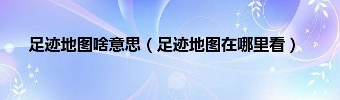 足迹地图啥意思（足迹地图在哪里看）