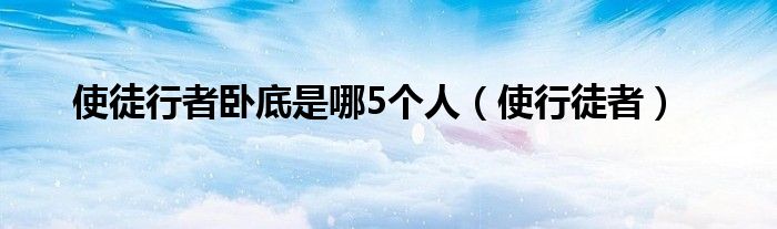 使徒行者卧底是哪5个人（使行徒者）