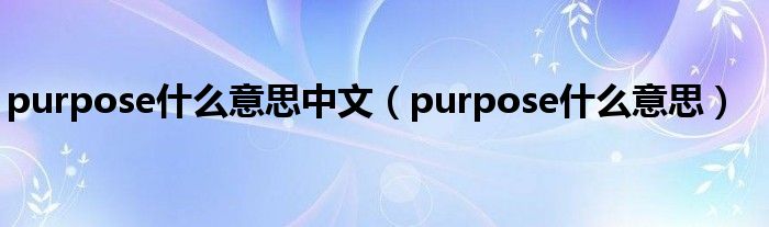 purpose什么意思中文（purpose什么意思）