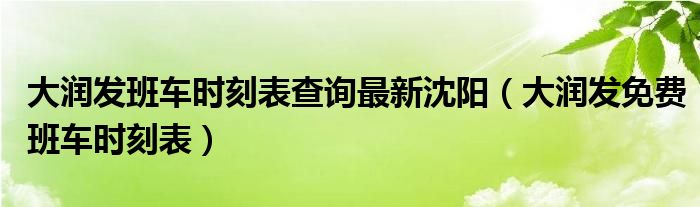 大润发班车时刻表查询最新沈阳（大润发免费班车时刻表）