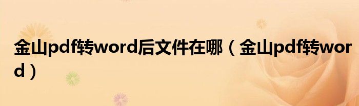 金山pdf转word后文件在哪（金山pdf转word）