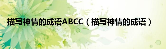 描写神情的成语ABCC（描写神情的成语）