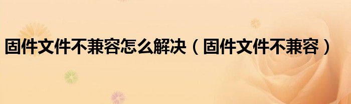 固件文件不兼容怎么解决（固件文件不兼容）