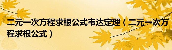 二元一次方程求根公式韦达定理（二元一次方程求根公式）