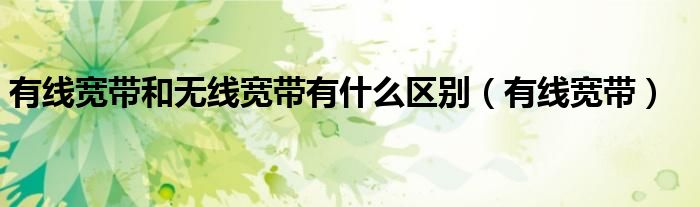 有线宽带和无线宽带有什么区别（有线宽带）