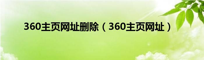 360主页网址删除（360主页网址）