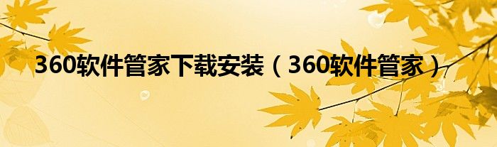 360软件管家下载安装（360软件管家）