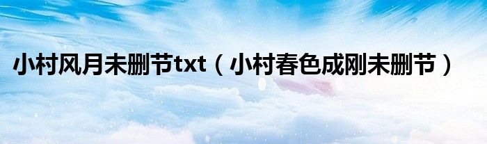 小村风月未删节txt（小村春色成刚未删节）