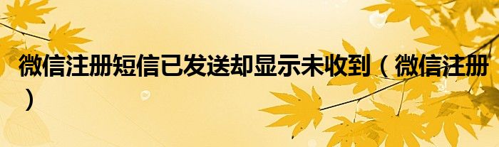 微信注册短信已发送却显示未收到（微信注册）