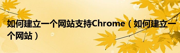 如何建立一个网站支持Chrome（如何建立一个网站）