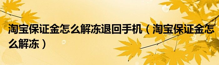 淘宝保证金怎么解冻退回手机（淘宝保证金怎么解冻）