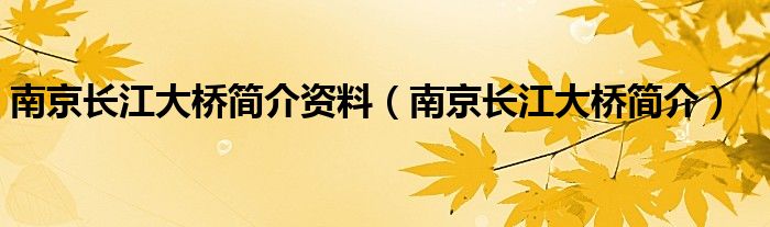 南京长江大桥简介资料（南京长江大桥简介）