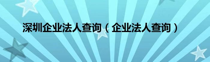 深圳企业法人查询（企业法人查询）