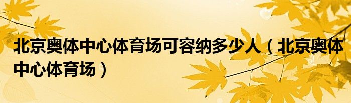 北京奥体中心体育场可容纳多少人（北京奥体中心体育场）