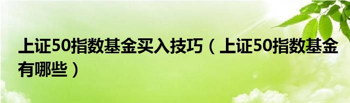 上证50指数基金买入技巧（上证50指数基金有哪些）