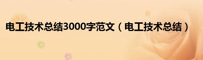 电工技术总结3000字范文（电工技术总结）