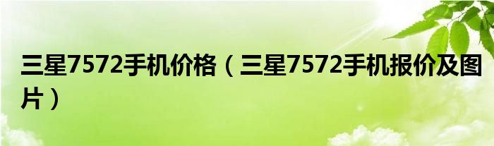 三星7572手机价格（三星7572手机报价及图片）