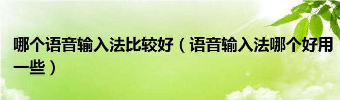 哪个语音输入法比较好（语音输入法哪个好用一些）