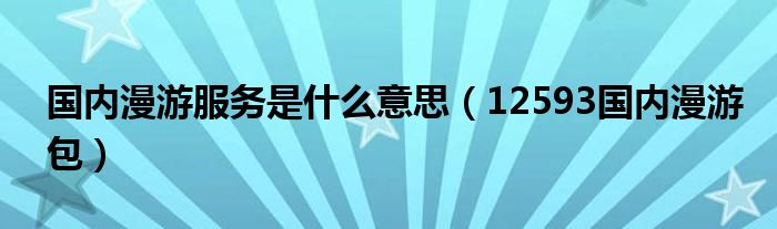 国内漫游服务是什么意思（12593国内漫游包）