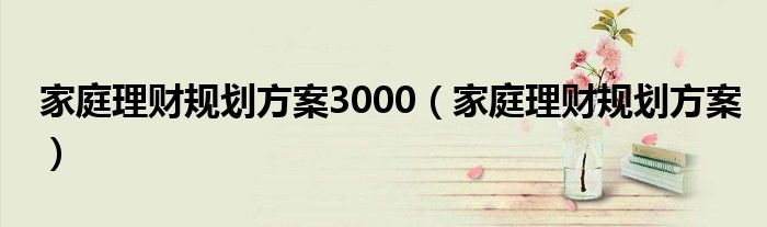 家庭理财规划方案3000（家庭理财规划方案）