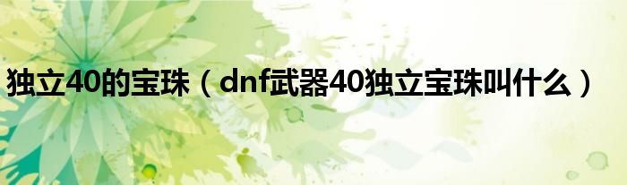 独立40的宝珠（dnf武器40独立宝珠叫什么）