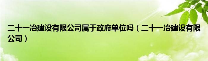 二十一冶建设有限公司属于政府单位吗（二十一冶建设有限公司）