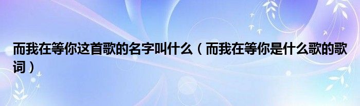 而我在等你这首歌的名字叫什么（而我在等你是什么歌的歌词）