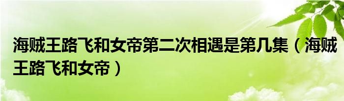 海贼王路飞和女帝第二次相遇是第几集（海贼王路飞和女帝）