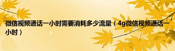 微信视频通话一小时需要消耗多少流量（4g微信视频通话一小时）