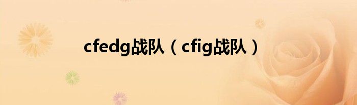 cfedg战队（cfig战队）